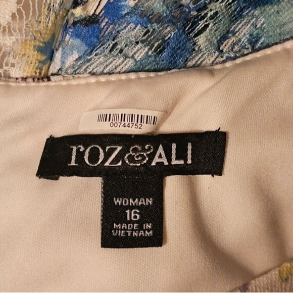 Roz & Ali Floral Lace Embroidered Fit & Flare Sleeveless Dress Boat Neck Size 16 - Picture 5 of 7
